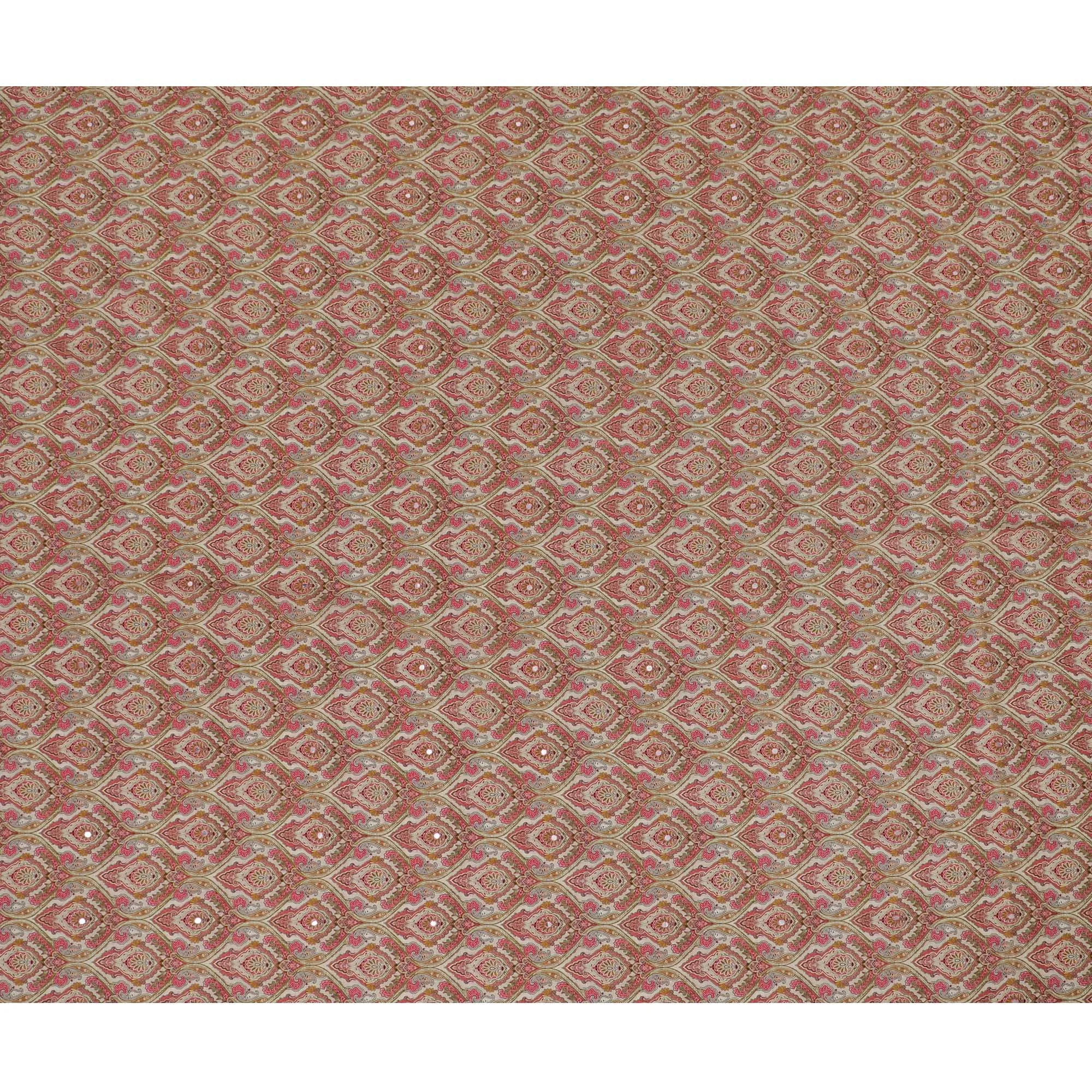 Pink and Orange Paisley Viscose Crepe Printed Fabric - 110 cm Wide-D20010