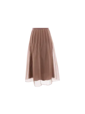 Pleated Midi Skirt in Silk