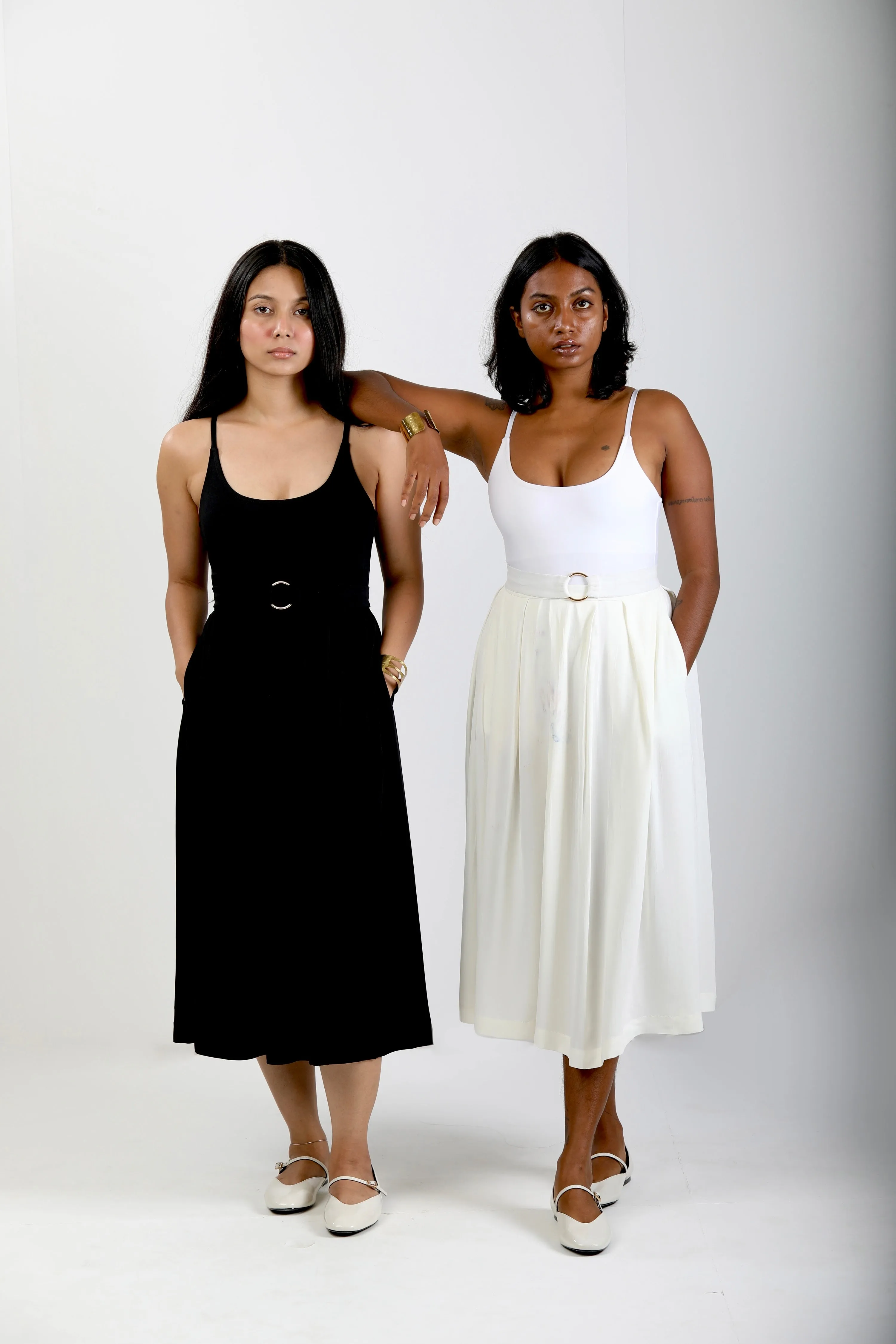 Pleated Skirt with Pockets - Black