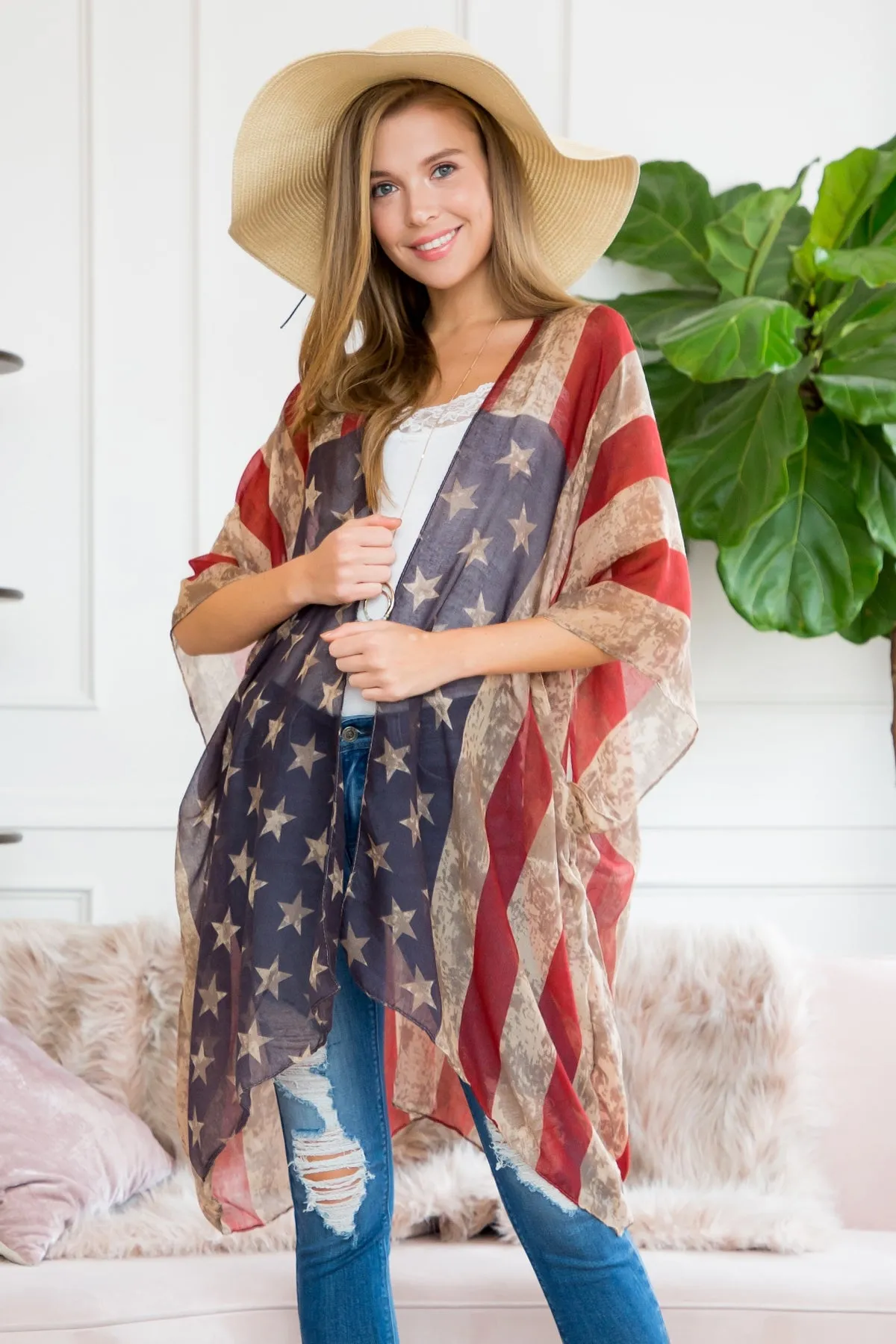 RED STRIPED STARS OPEN FRONT CARDIGANS/6PCS