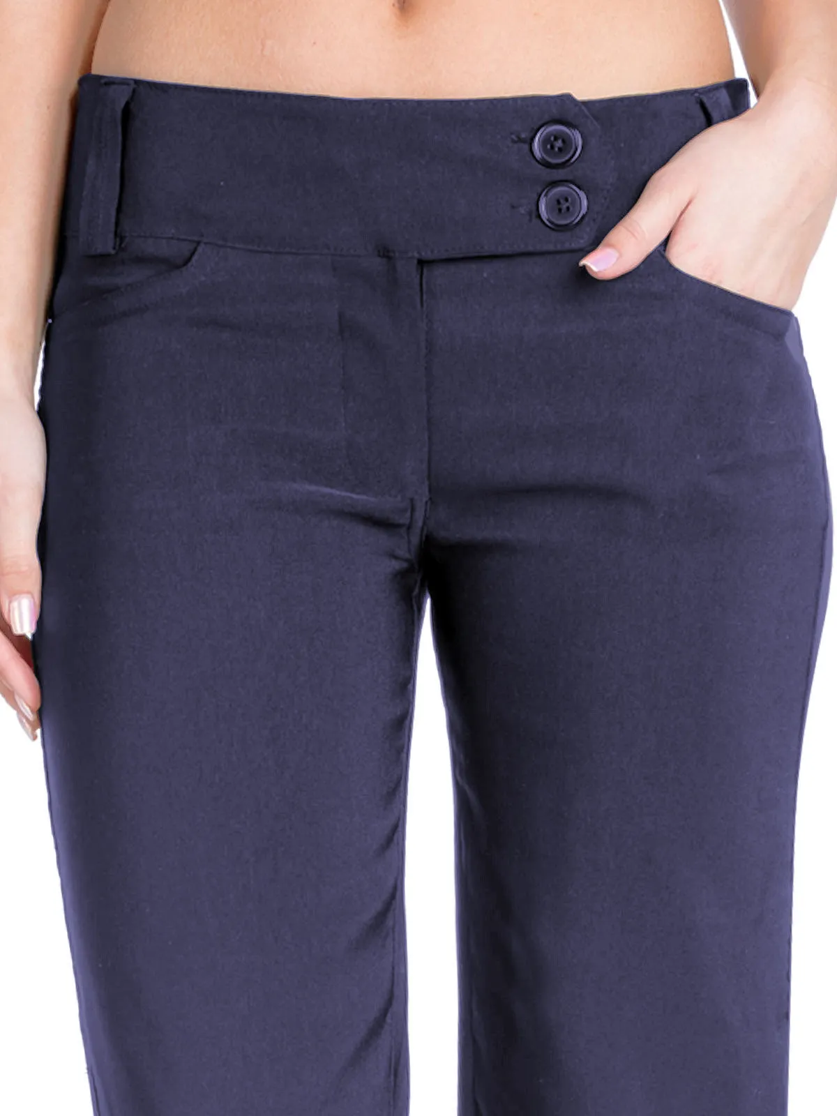 Relaxed Boot-Cut Office Pants Trousers Slacks