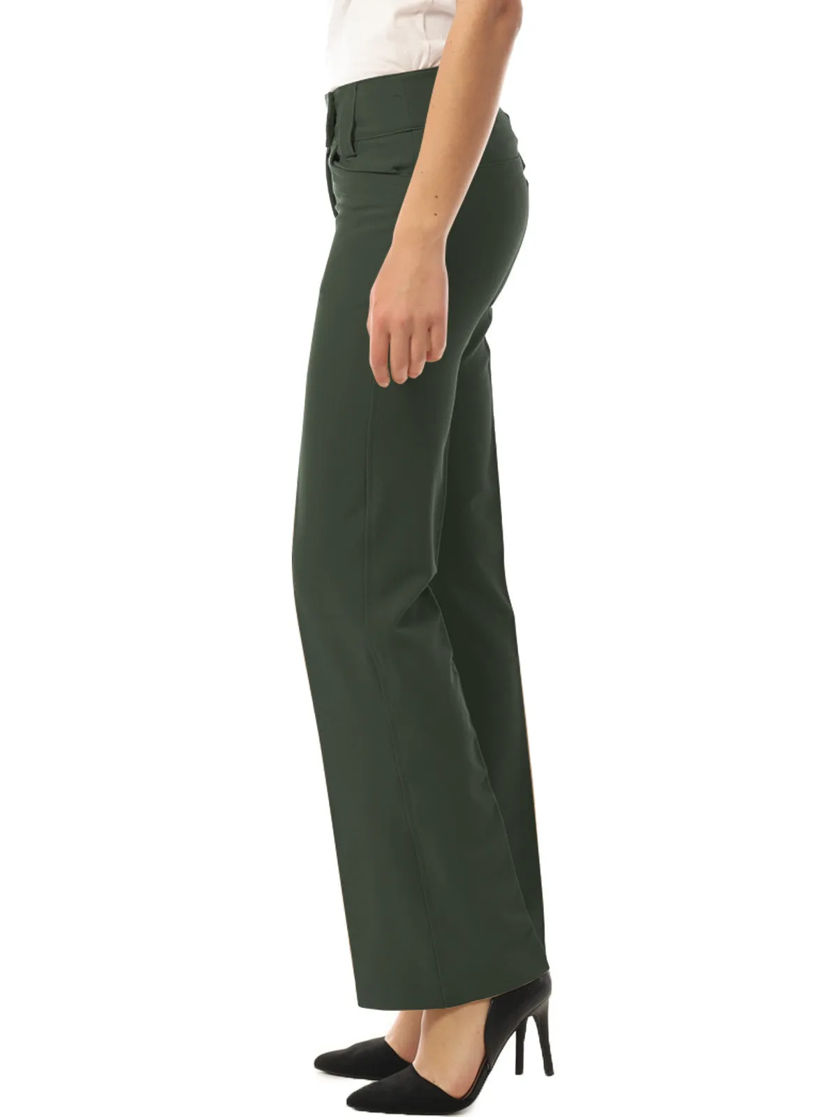 Relaxed Boot-Cut Office Pants Trousers Slacks