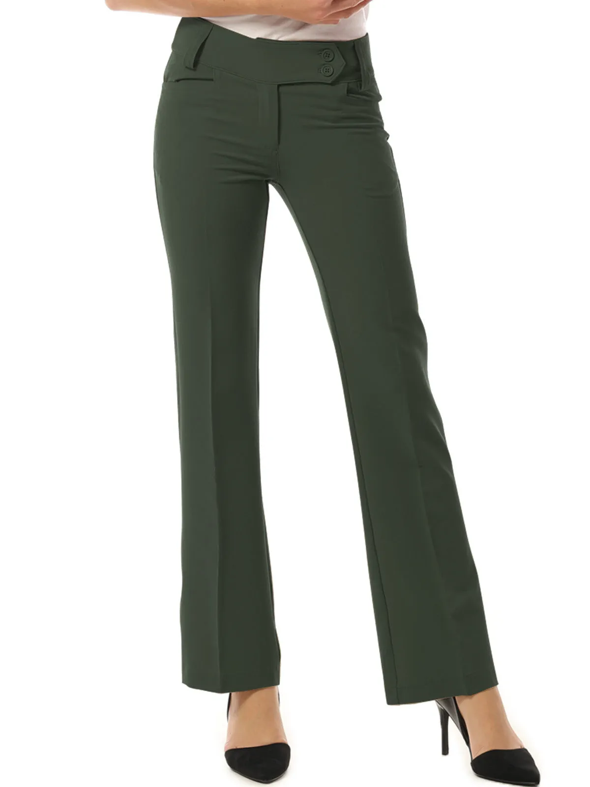 Relaxed Boot-Cut Office Pants Trousers Slacks