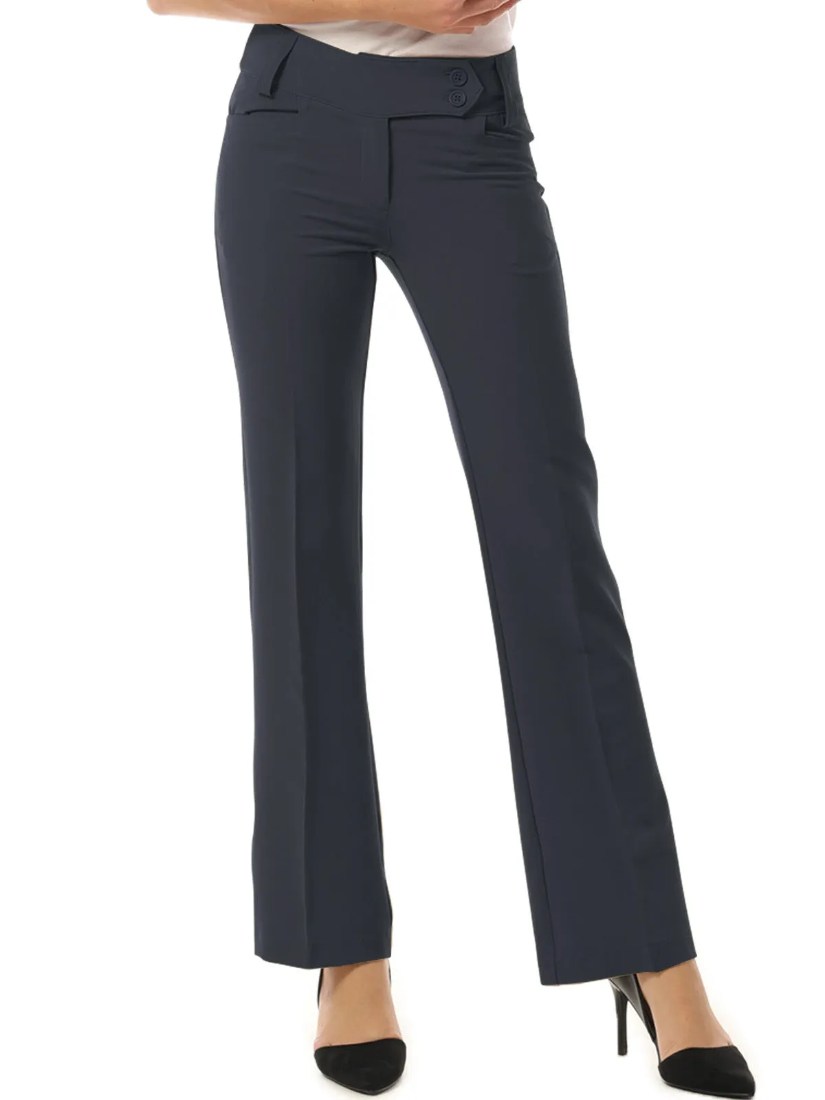 Relaxed Boot-Cut Office Pants Trousers Slacks