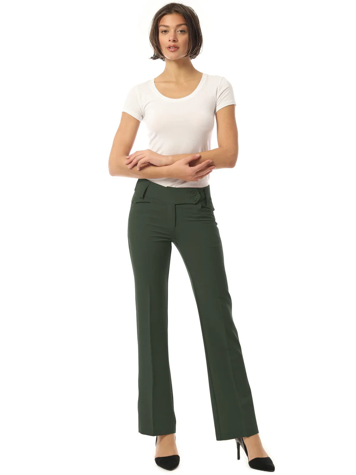Relaxed Boot-Cut Office Pants Trousers Slacks