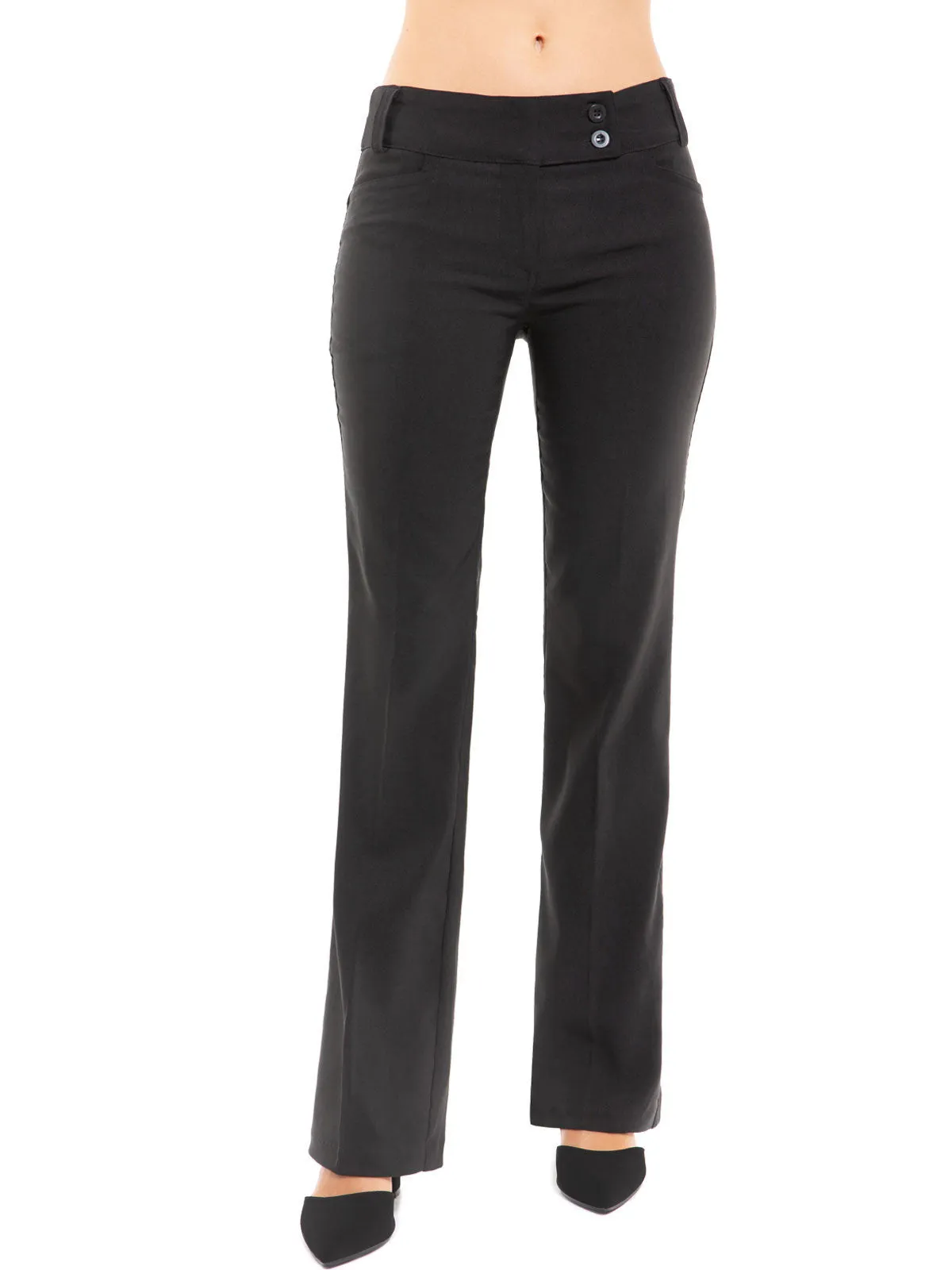 Relaxed Boot-Cut Office Pants Trousers Slacks