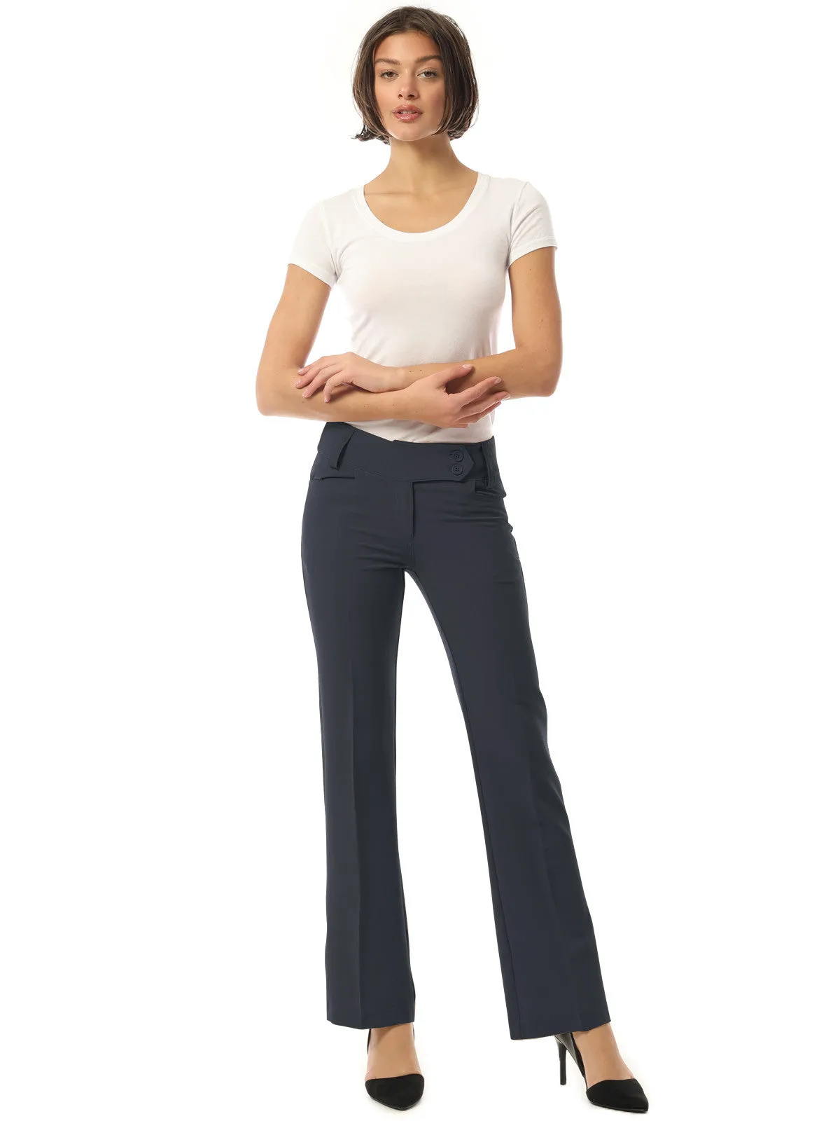 Relaxed Boot-Cut Office Pants Trousers Slacks