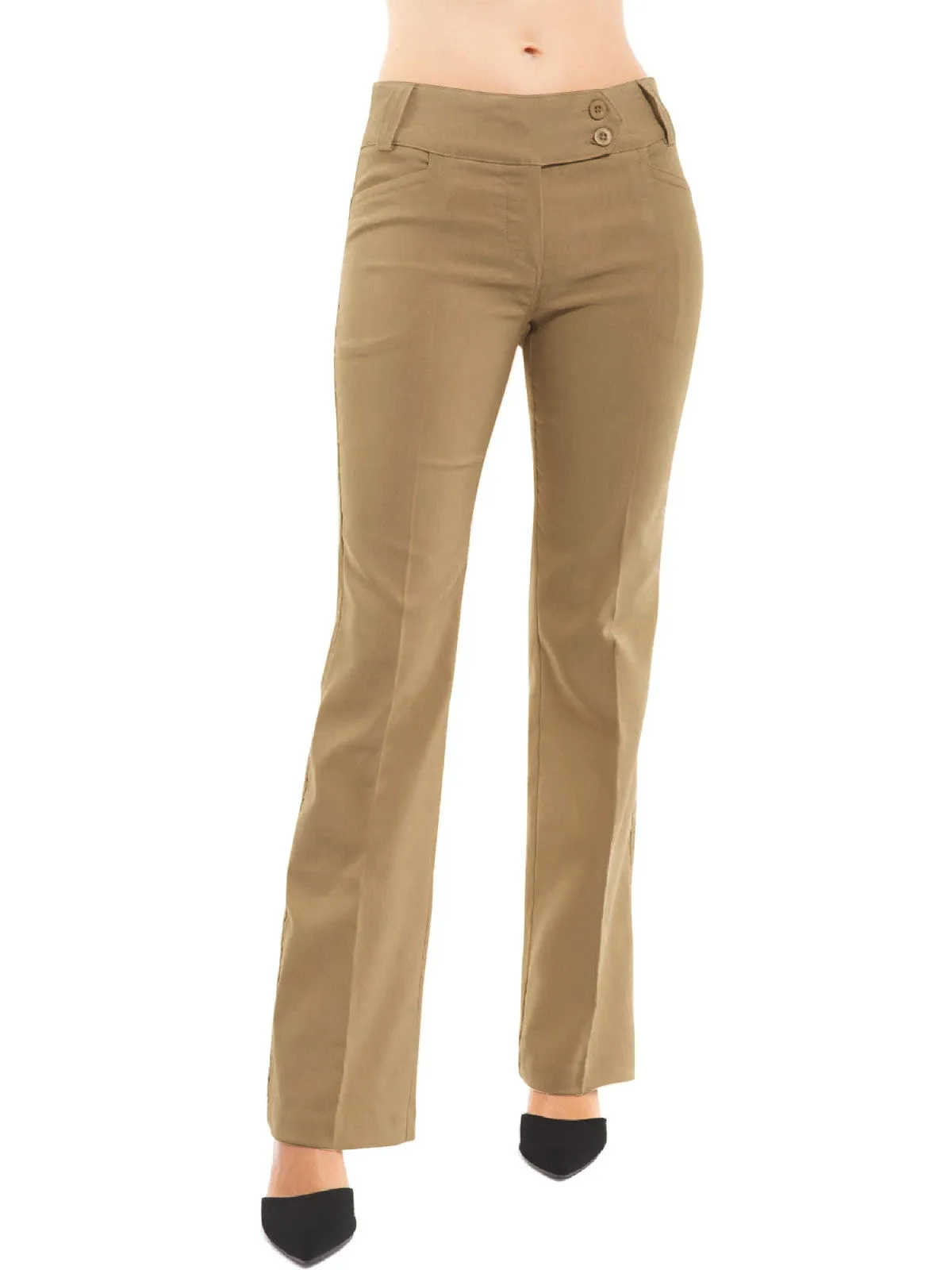 Relaxed Boot-Cut Office Pants Trousers Slacks