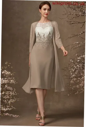 Sheath/Column Bride Chiffon Knee-Length Neck Scoop Kaelyn Lace Mother Dress the Mother of the Bride Dresses of