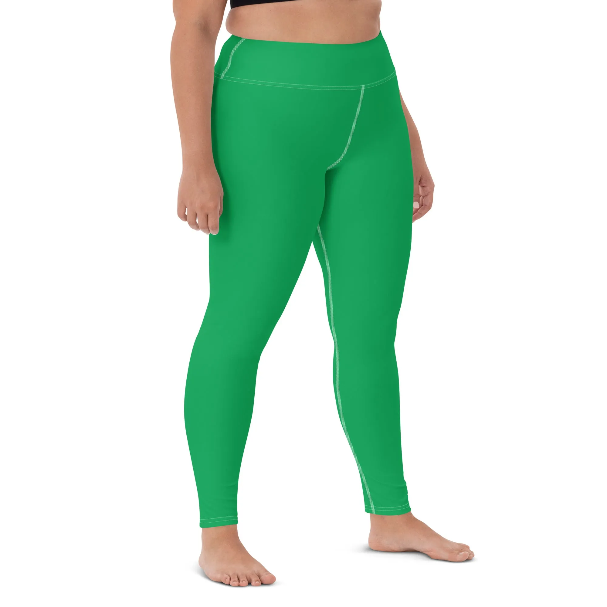 Sleek Silhouette: Women's Solid Color Yoga Pants Leggings - Jade