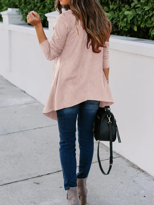 Solid Cascade Open Front Cardigan