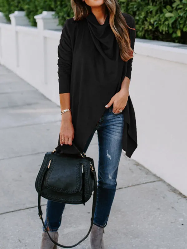 Solid Cascade Open Front Cardigan