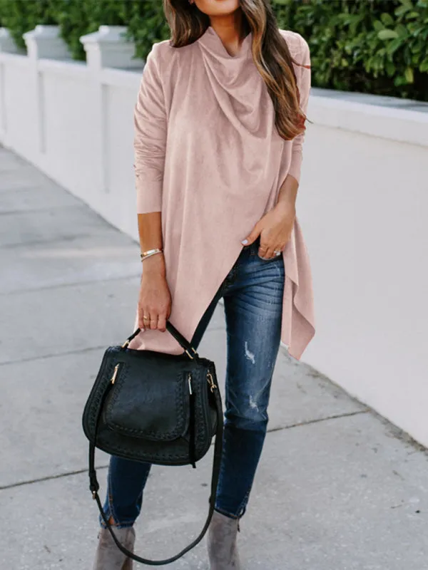 Solid Cascade Open Front Cardigan