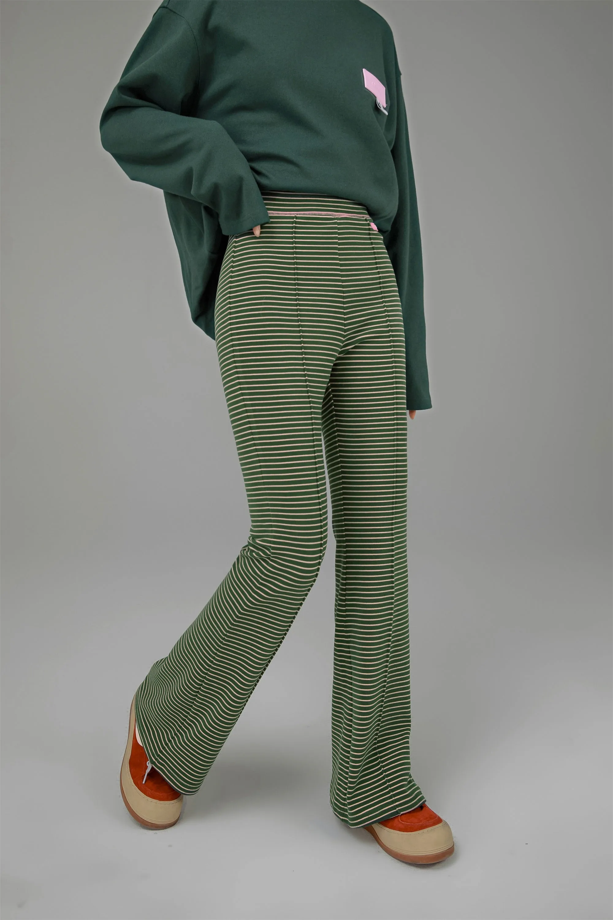 Striped Bootcut Jogger Pants