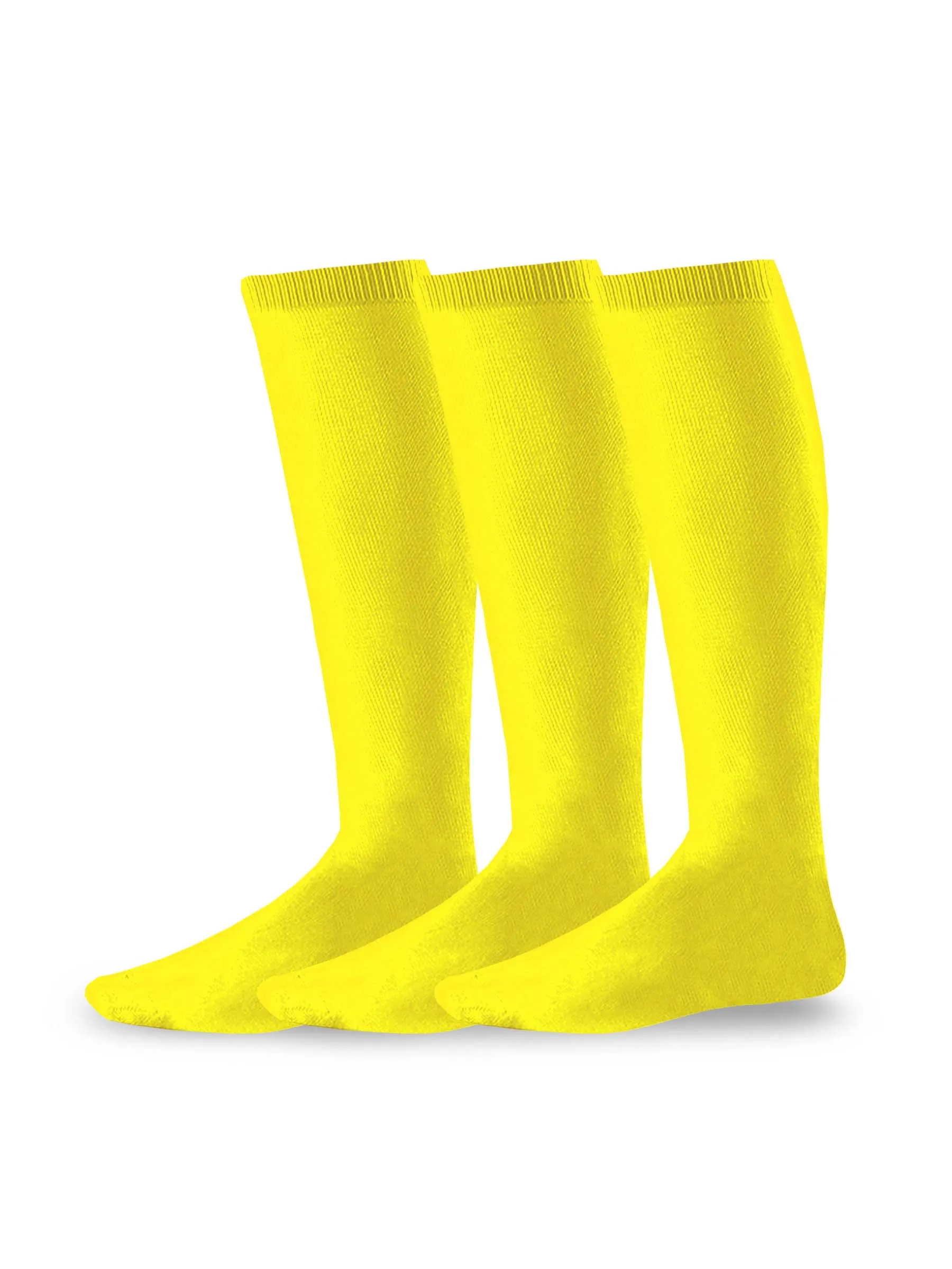 TeeHee Socks Unisex Soccer Acrylic Over The Knee High Yellow 3-Pack (50081)