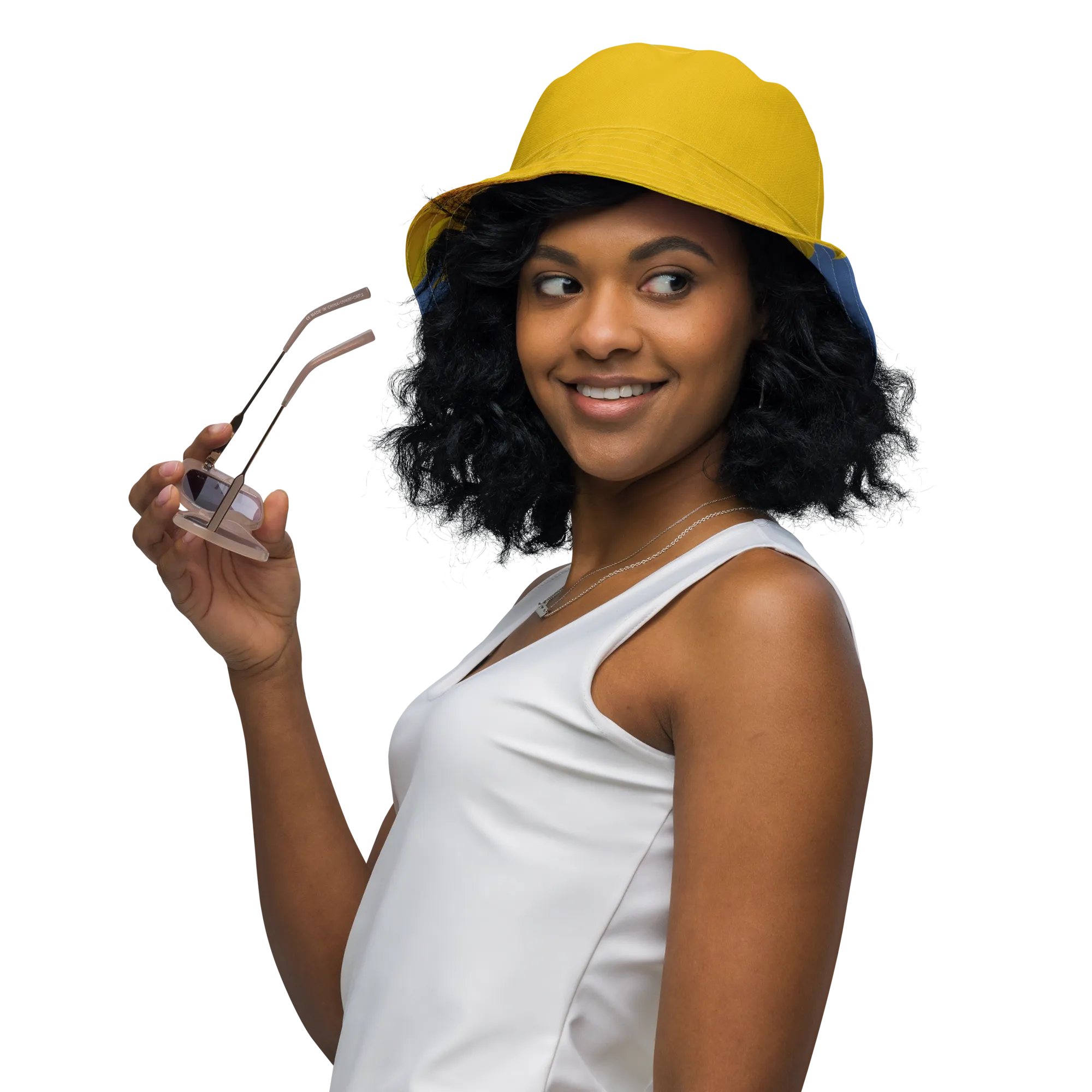 The FLOWER LOVE Collection - "Sunflower Sisters" Design Premium Reversible Bucket Hat - Yellow Inside - Sunflower Hat, Gifts for Her