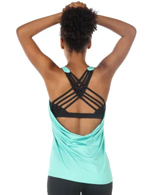 TK1 icyzone Women's Workout Yoga Strappy Crisscross Racerback Tank Tops with Built in Bra