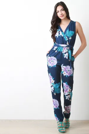Tropical Flowers Sleeveless Jumpsuit