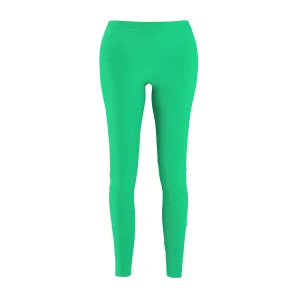 Turquoise Blue Leggings, Green Solid Color Women's Fashion Casual Leggings-Made in USA