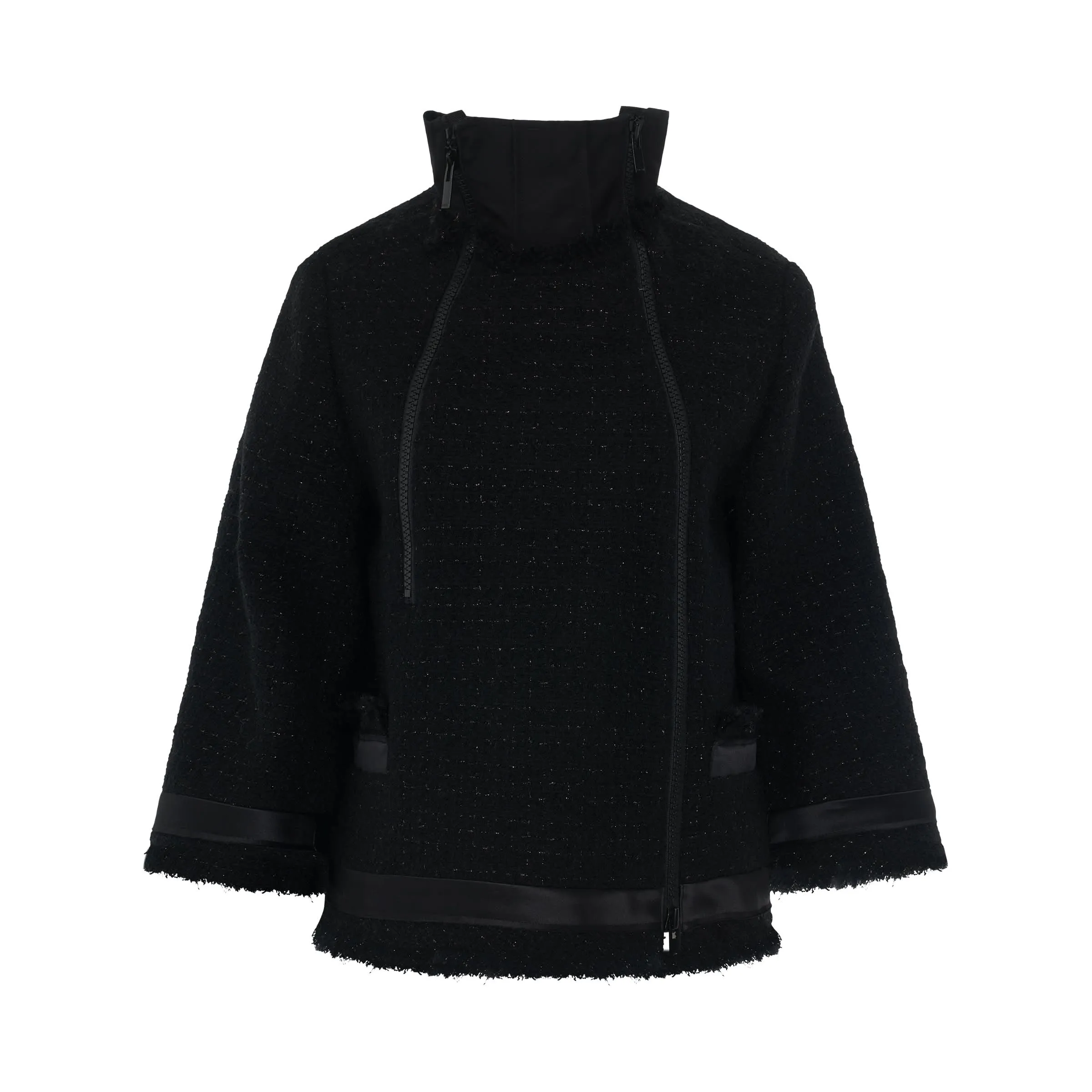 Tweed Jacket in Black Wool