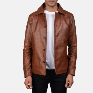 Waffle Brown Leather Jacket Up to 5XL