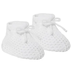 White Knit Bow Booties