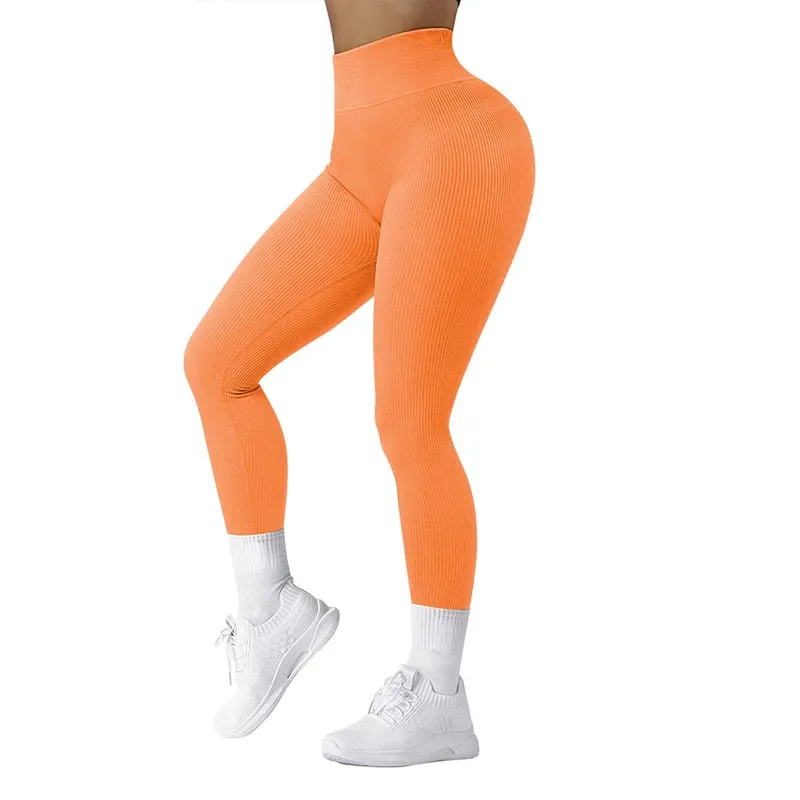 Wjczt Sexy Women Fitness Leggings Ribbed Sports Women Leggins Push Up Legging Sport Femme High Waist 2021