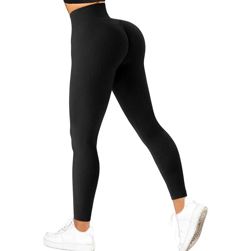 Wjczt Sexy Women Fitness Leggings Ribbed Sports Women Leggins Push Up Legging Sport Femme High Waist 2021