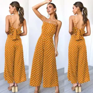 Women Elegant V-Neck Sleeveless High Waist Jumpsuit Wide Leg Romper