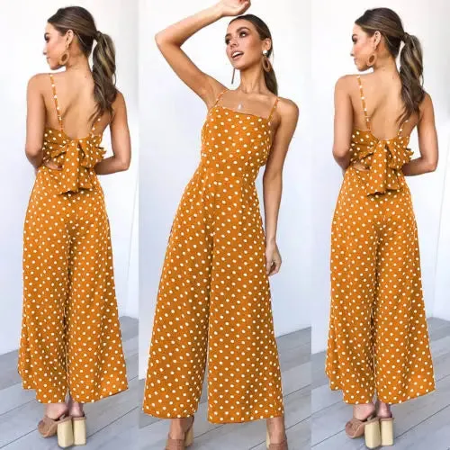 Women Elegant V-Neck Sleeveless High Waist Jumpsuit Wide Leg Romper