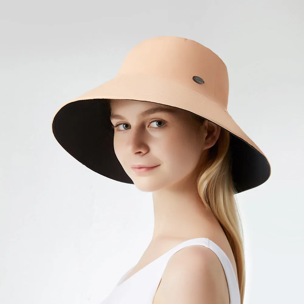Women's Large Brim UV Protection  Reversible Double-Side-Wear Bucket Hat UPF 50 