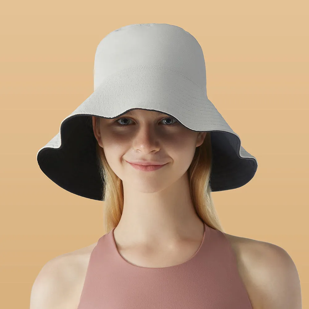 Women's Large Brim UV Protection  Reversible Double-Side-Wear Bucket Hat UPF 50 