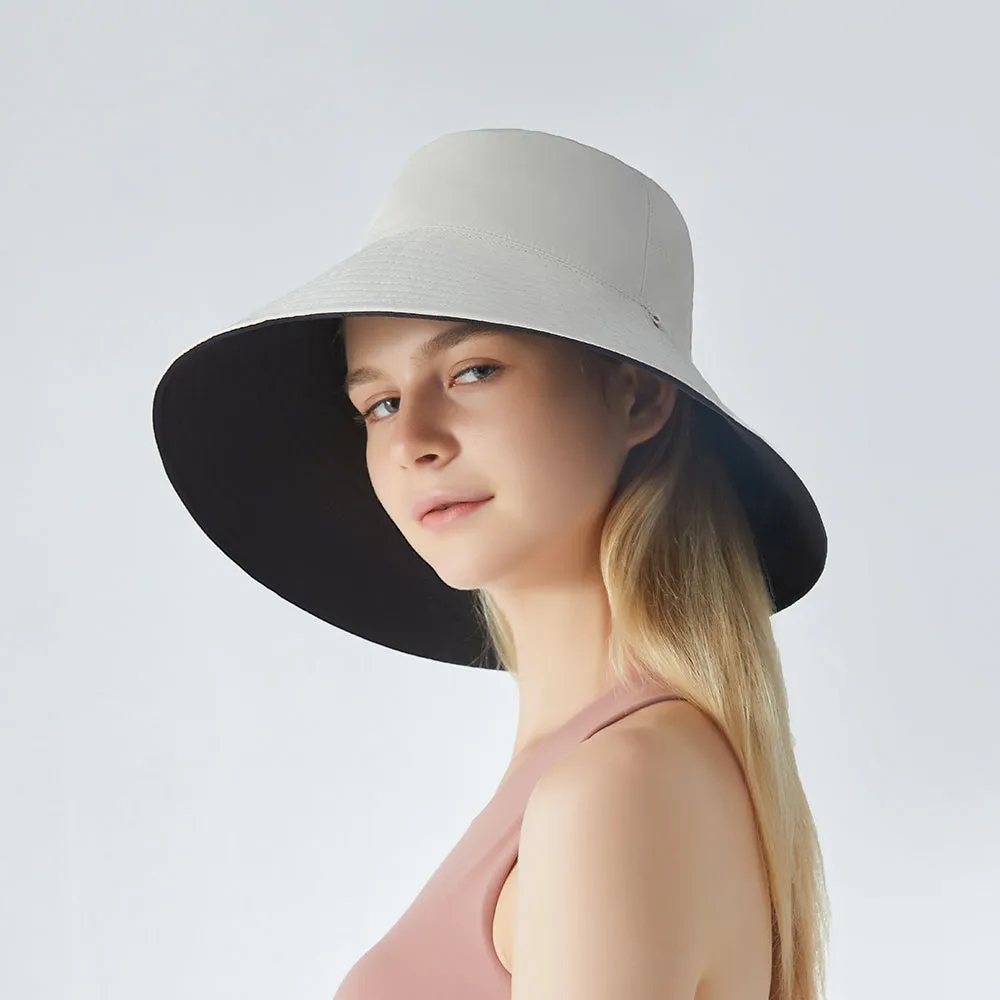 Women's Large Brim UV Protection  Reversible Double-Side-Wear Bucket Hat UPF 50 