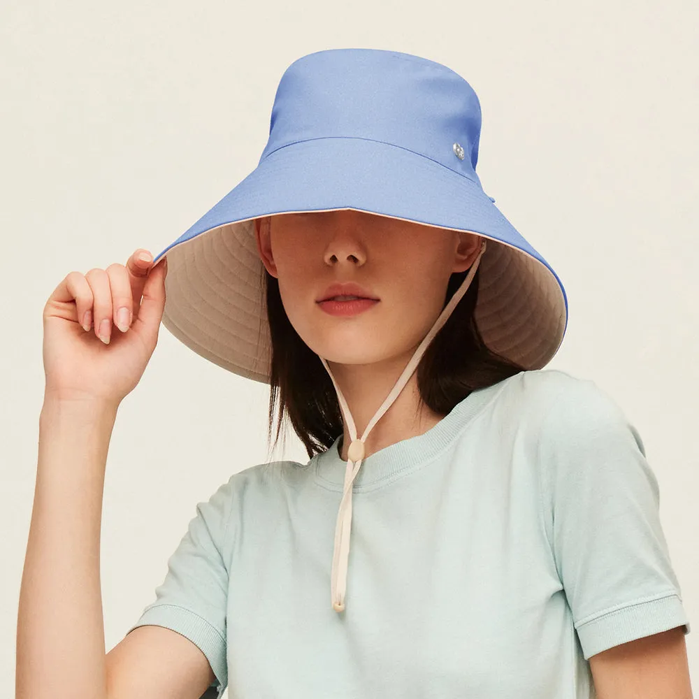 Women's Large Brim UV Protection  Reversible Double-Side-Wear Bucket Hat UPF 50 