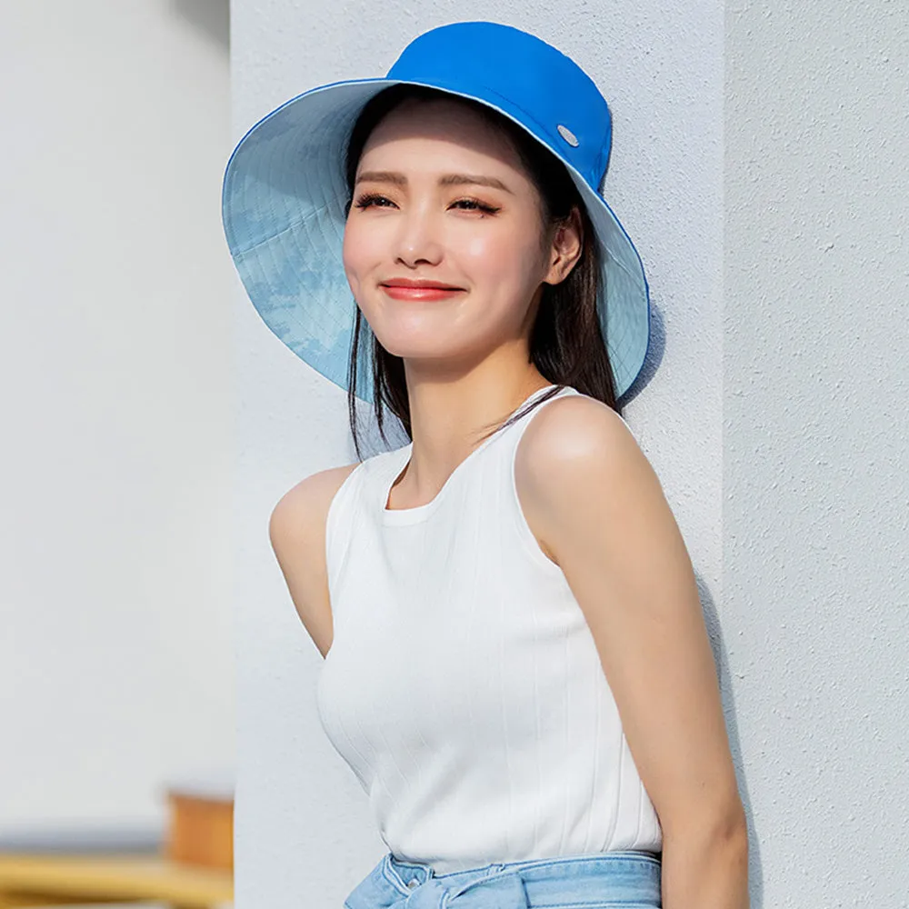Women's Large Brim UV Protection  Reversible Double-Side-Wear Bucket Hat UPF 50 