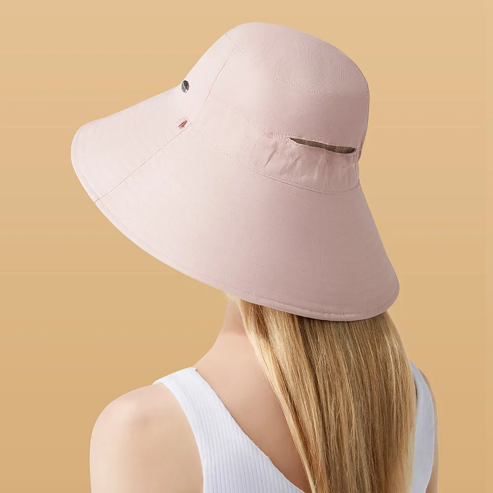 Women's Large Brim UV Protection  Reversible Double-Side-Wear Bucket Hat UPF 50 