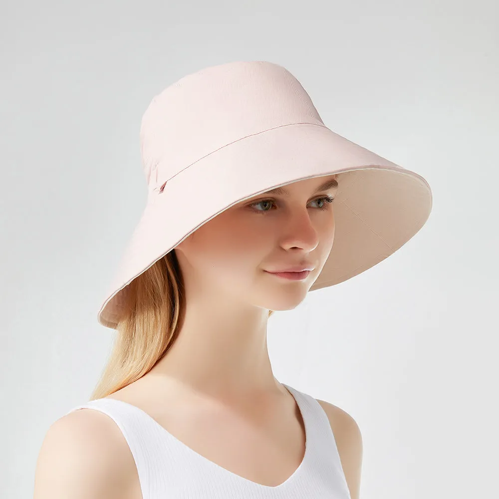 Women's Large Brim UV Protection  Reversible Double-Side-Wear Bucket Hat UPF 50 
