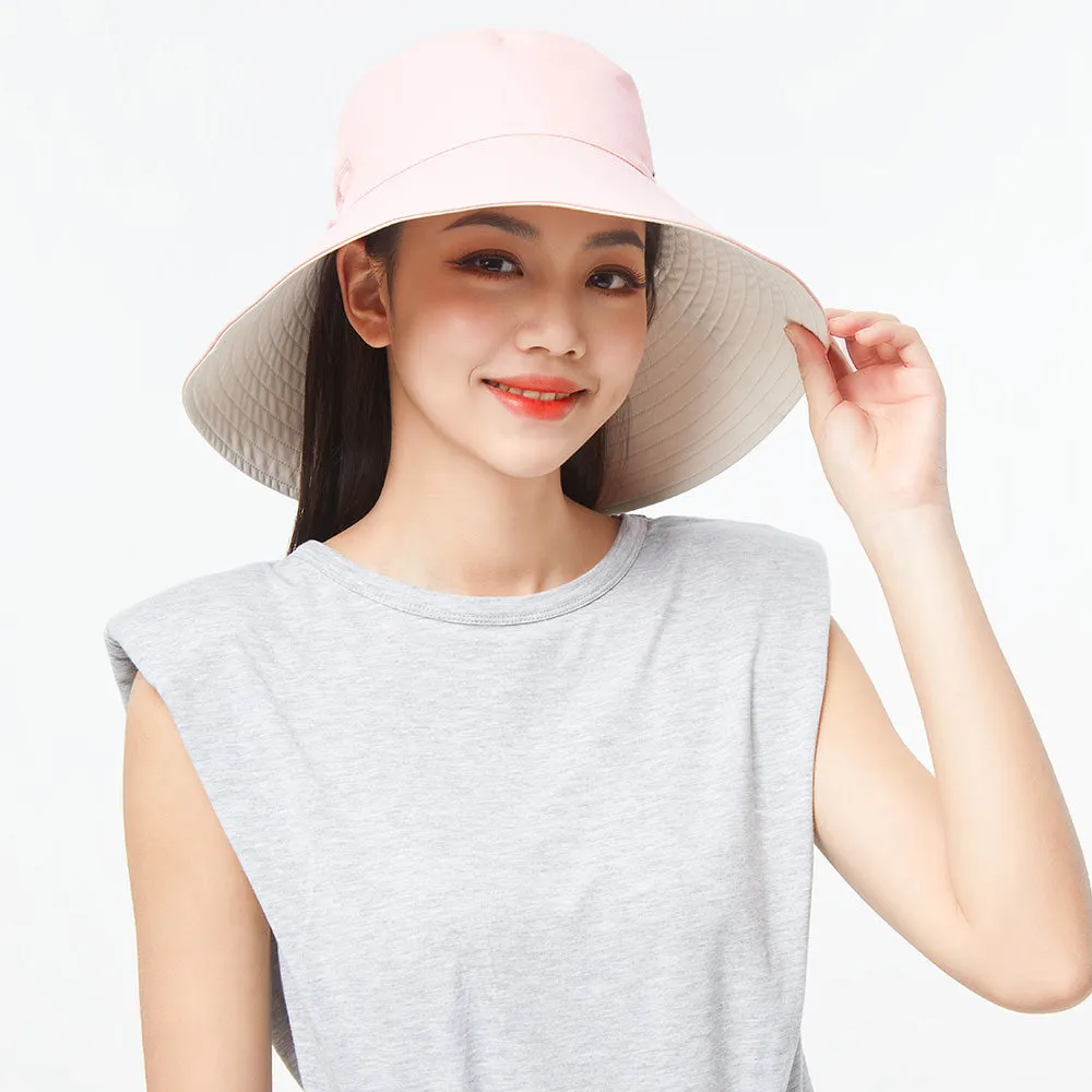Women's Large Brim UV Protection  Reversible Double-Side-Wear Bucket Hat UPF 50 