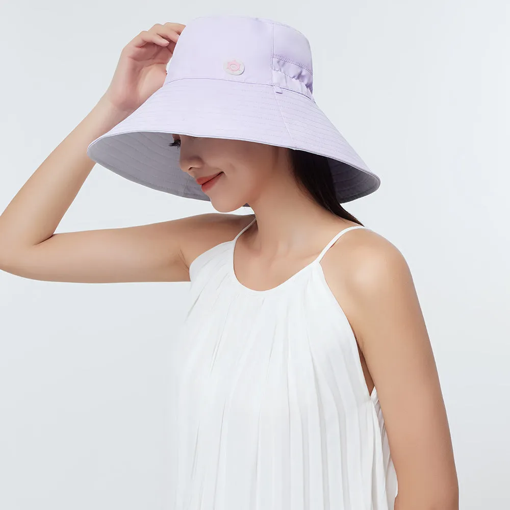 Women's Large Brim UV Protection  Reversible Double-Side-Wear Bucket Hat UPF 50 