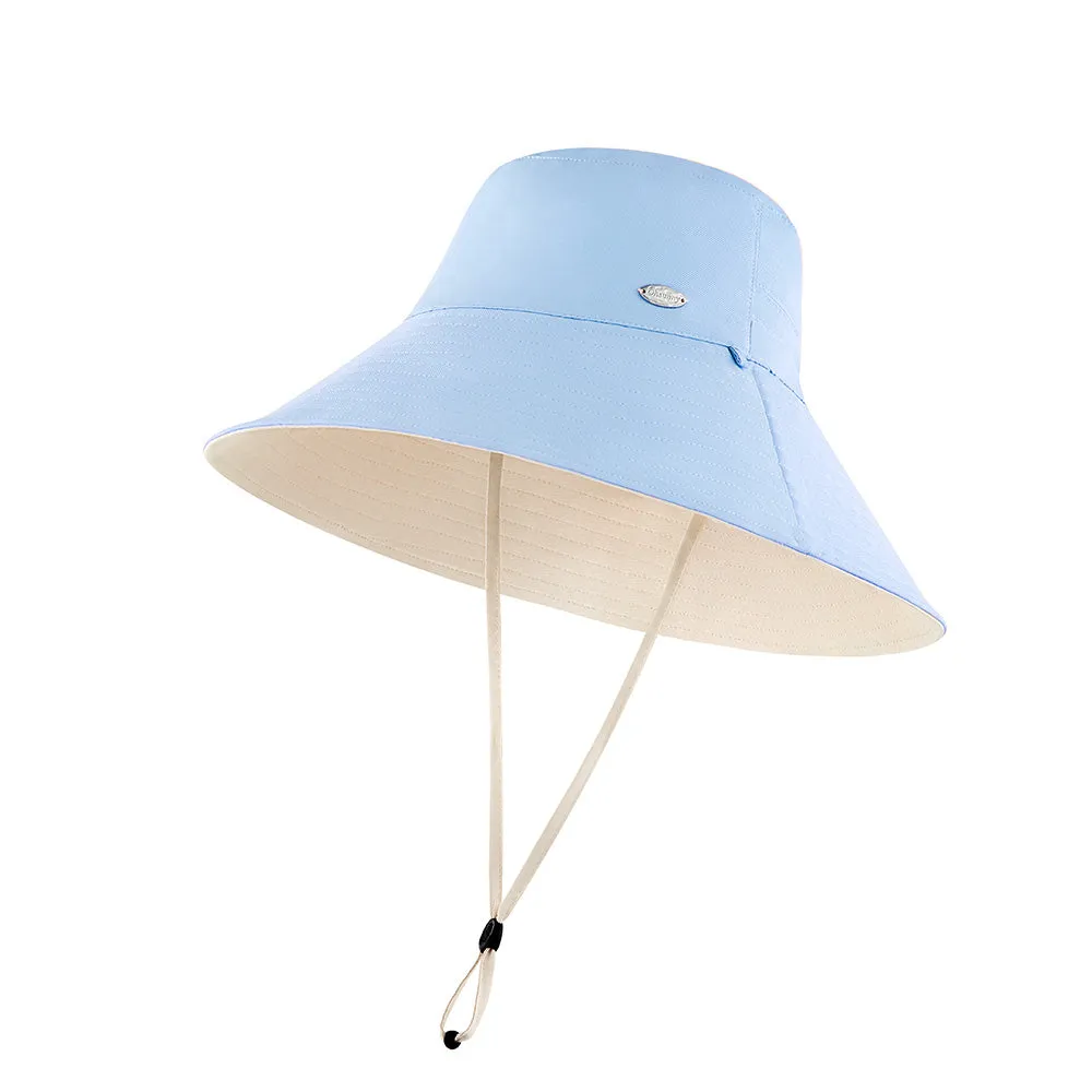 Women's Large Brim UV Protection  Reversible Double-Side-Wear Bucket Hat UPF 50 