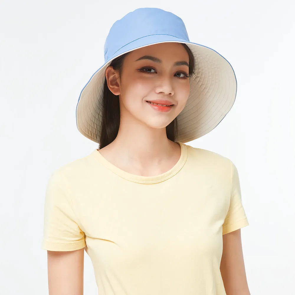 Women's Large Brim UV Protection  Reversible Double-Side-Wear Bucket Hat UPF 50 