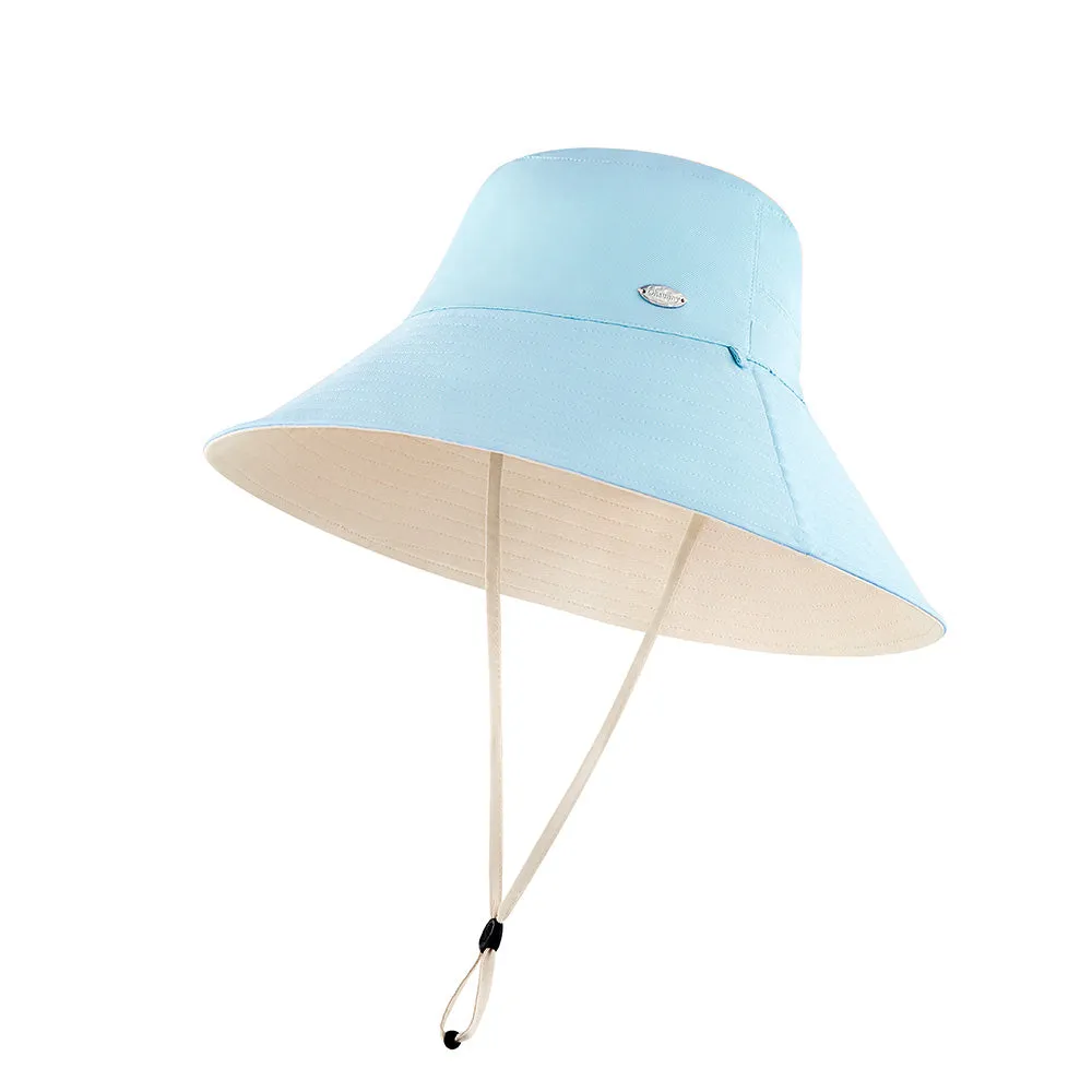 Women's Large Brim UV Protection  Reversible Double-Side-Wear Bucket Hat UPF 50 