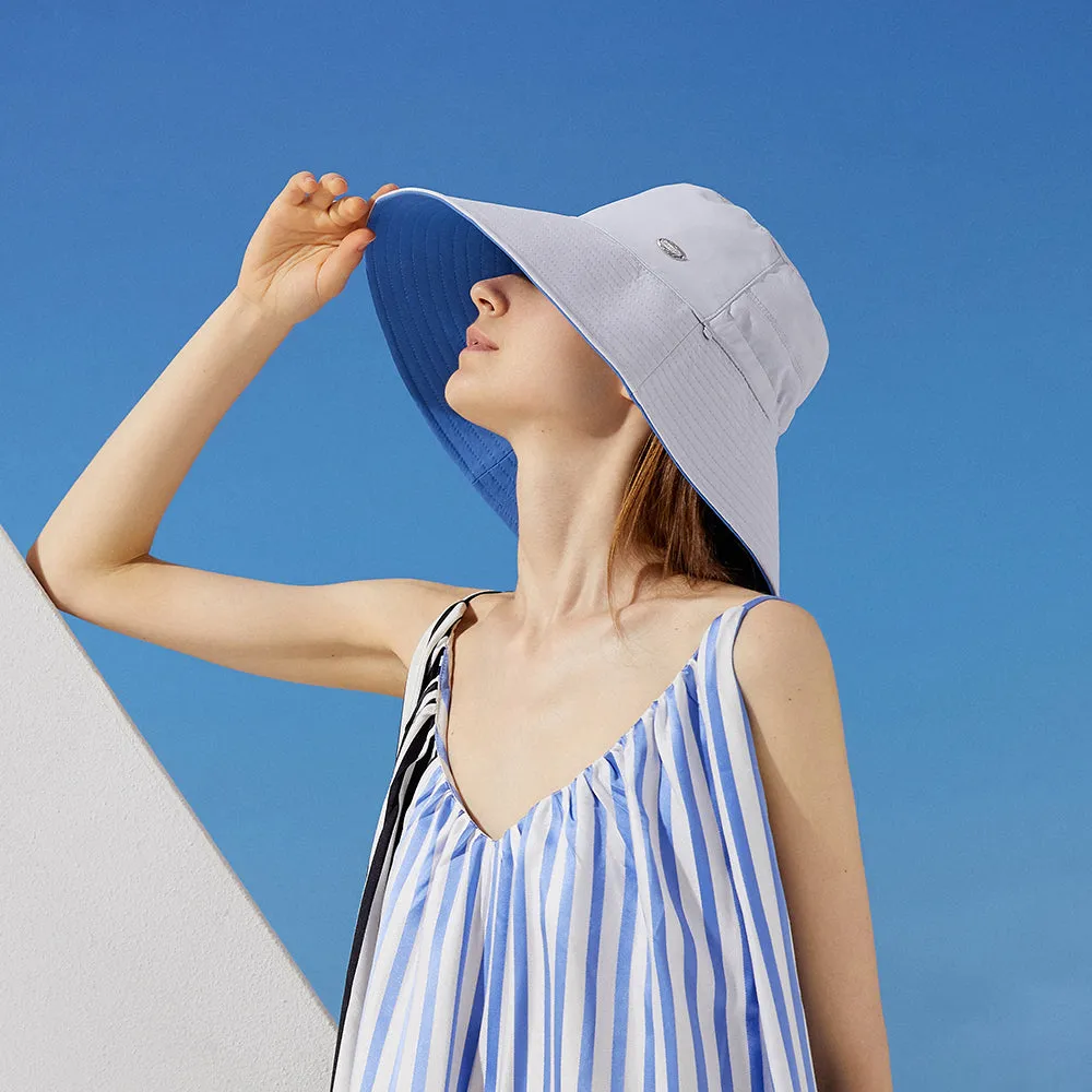 Women's Large Brim UV Protection  Reversible Double-Side-Wear Bucket Hat UPF 50 