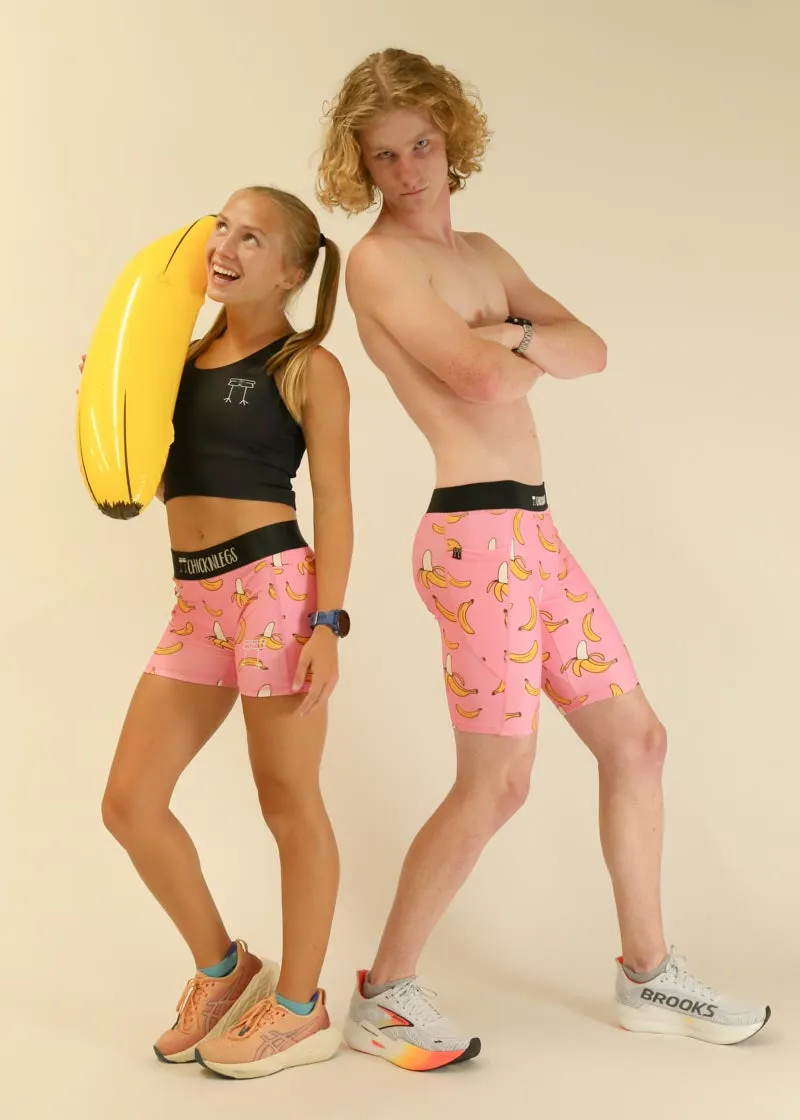 Women's Pink Bananas 3" Compression Shorts