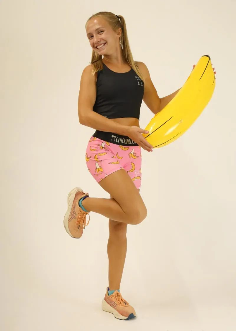 Women's Pink Bananas 3" Compression Shorts