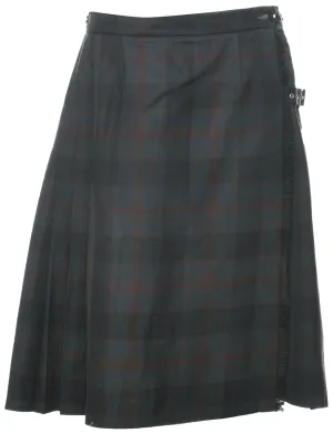 Wool Checked Pleated Skirt - M