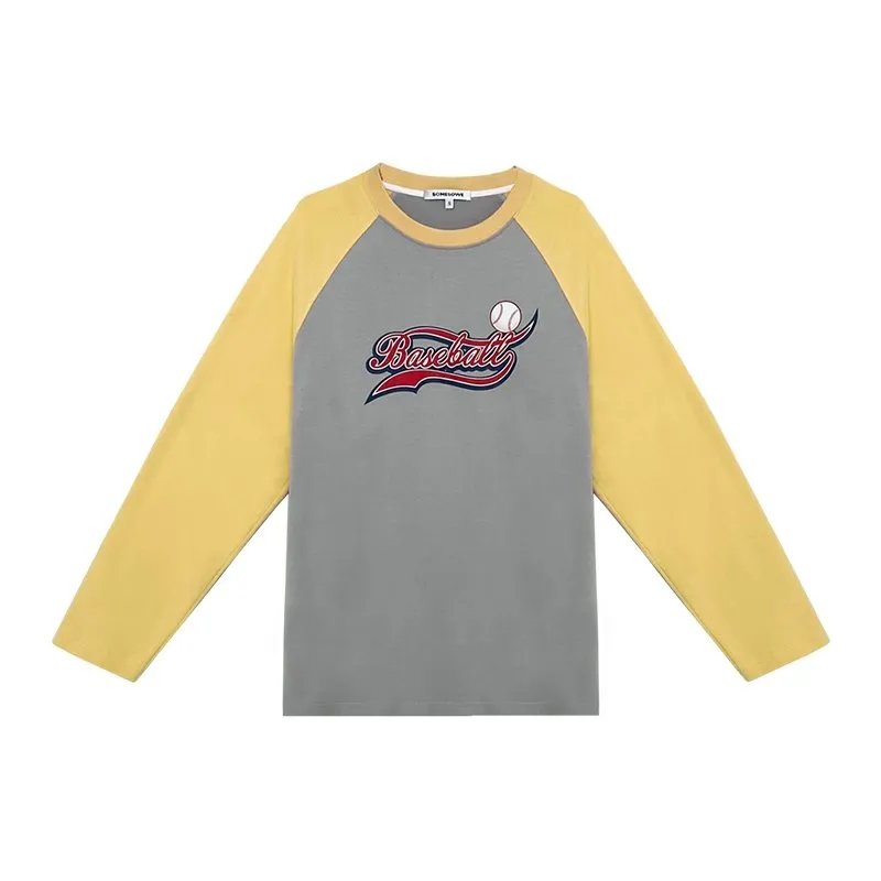 Yellow Baseball Logo Print Shirt