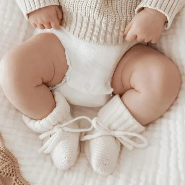Ziggy Lou Knit Booties - Milk